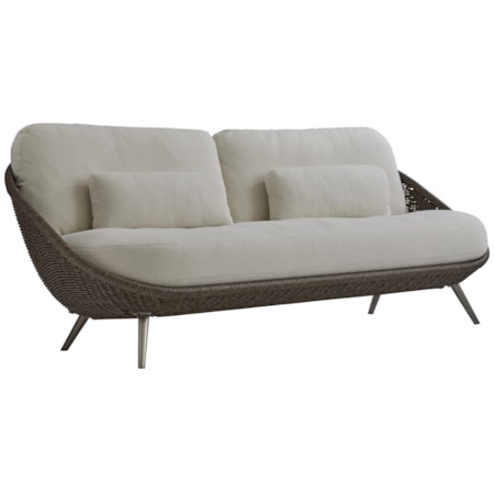 Woven Papasan Outdoor Sofa w/Kidney Pillows