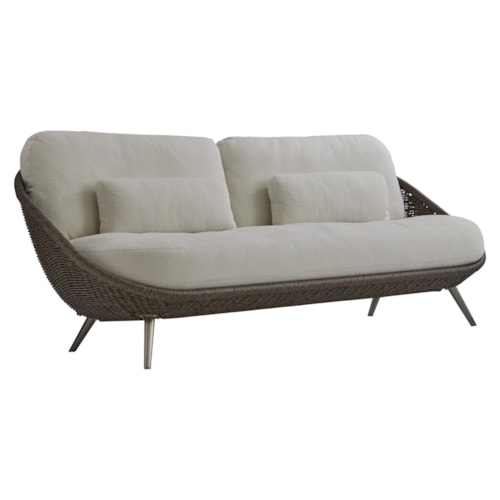 Santa Monica Woven Papasan Outdoor Sofa w/Kidney Pillows