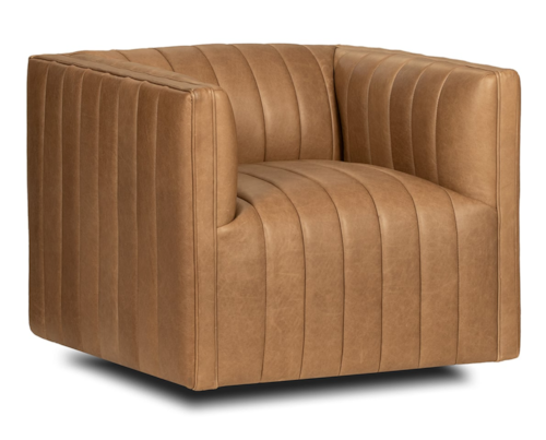Contemporary Swivel Accent Chair with Tuxedo Arms