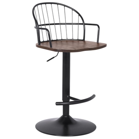 Adjustable Walnut Glazed Barstool in Black P