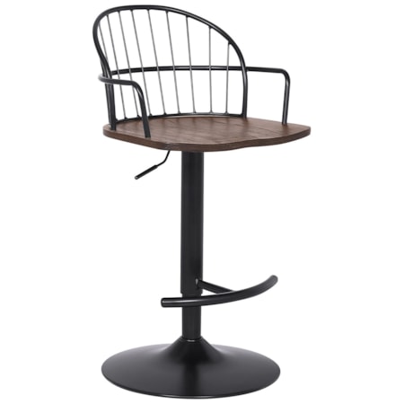 Adjustable Walnut Glazed Barstool in Black P