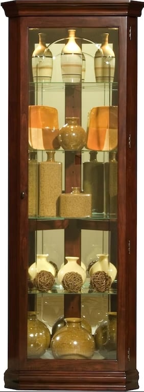 Casual Living Room Corner Curio Cabinet with Mirrored Back