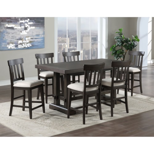 Transitional 7-Piece Counter-Height Dining Set
