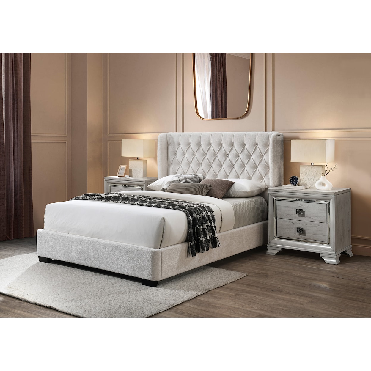 Crown Mark DAPHNE Queen Upholstered Bed