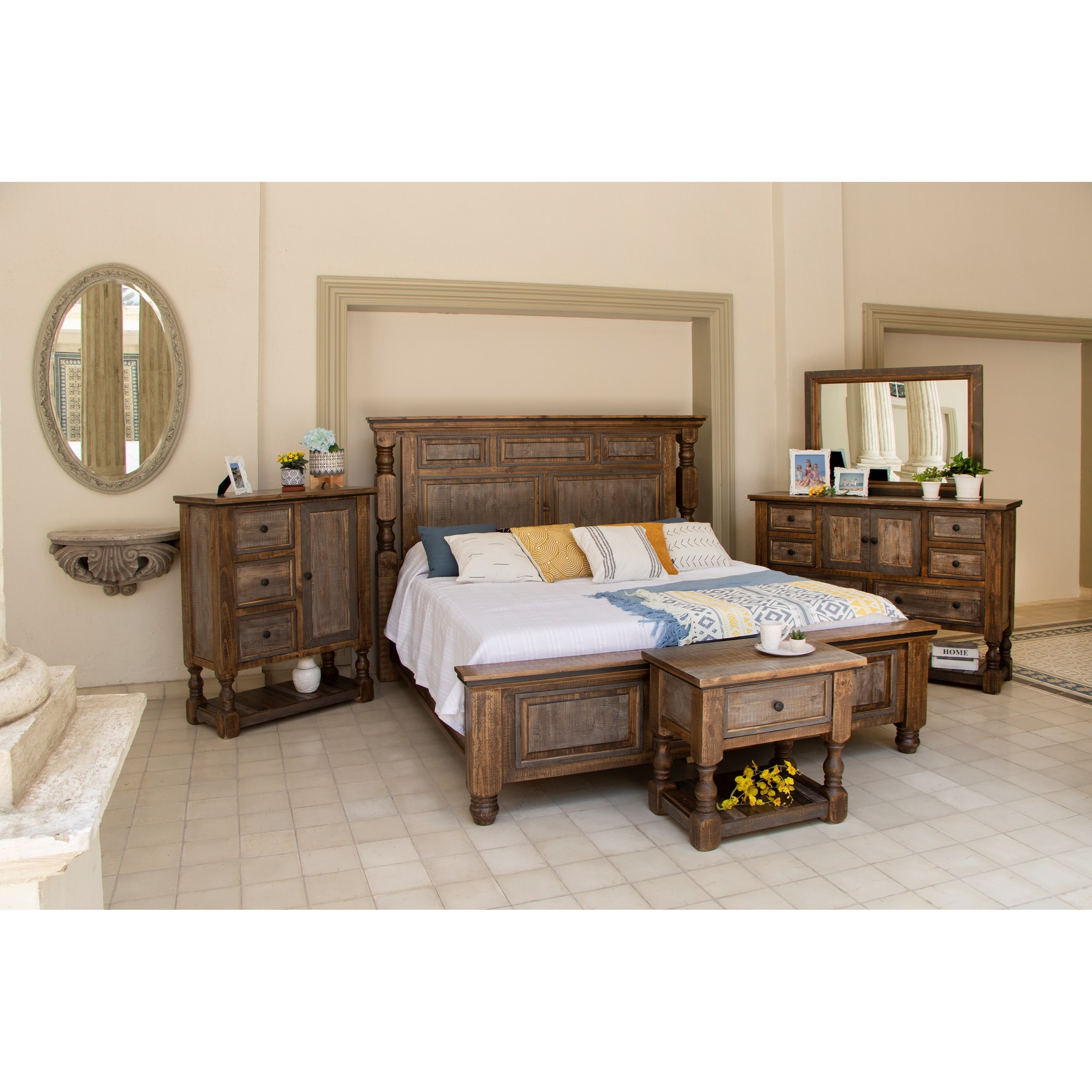 International Furniture Direct Stone Queen Panel Bed