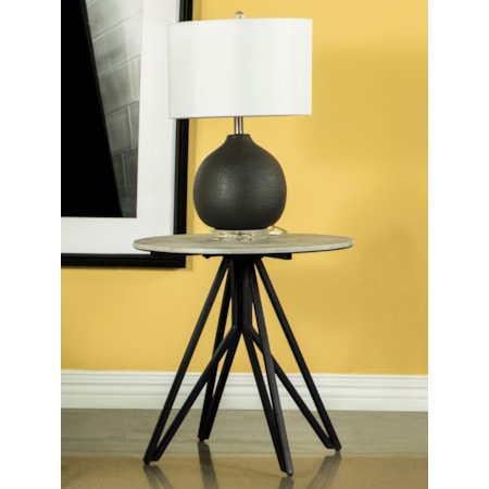 Hadi SmartTop Side End Table Cement and