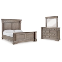 King Panel Bed, Dresser And Mirror