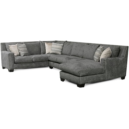 Contemporary Sectional with Nailhead Trim