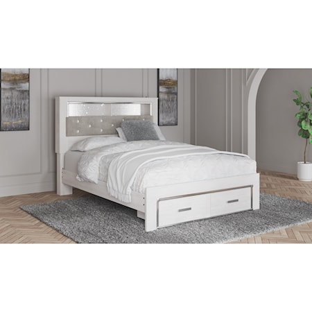 Queen Storage Bed with Uph Bookcase Hdbd