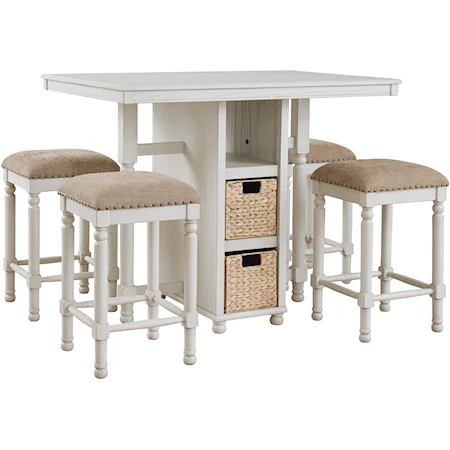 Counter Table and Bar Stools (Set of 5)