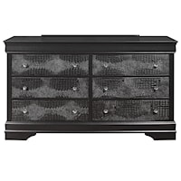 Contemporary Glam 6-Drawer Dresser with Crocodile Embossing