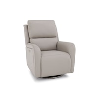 Contemporary Swivel Layflat Recliner with Power Headrest and Lumbar