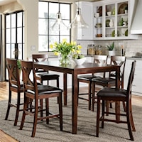 Transitional 7-Piece Counter-Height Gathering Table Dining Set