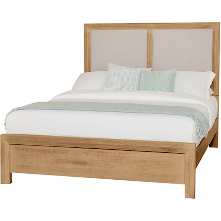 Casual King Upholstered Panel Bed with Low-Profile Footboard