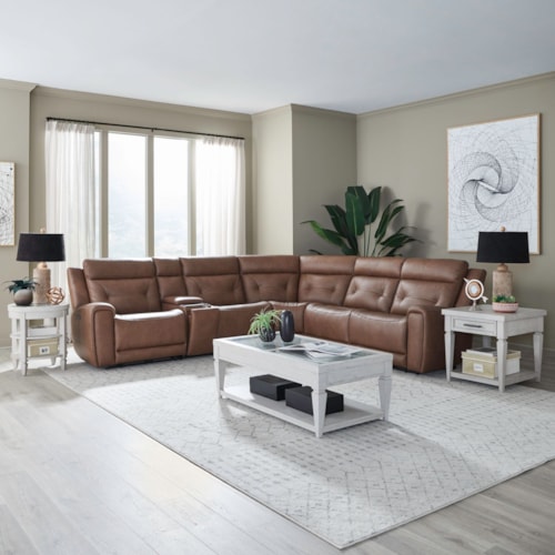 6-Piece Transitional Glider Sectional with Wireless Charging