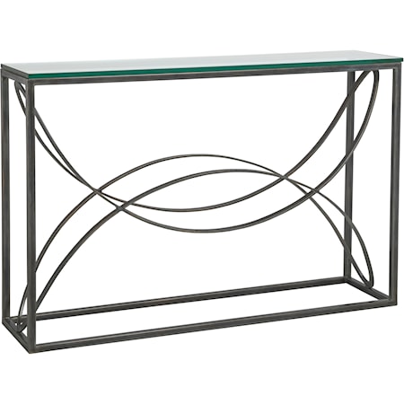Ellipse Contemporary Console Table with Glass Top