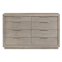 Transitional 8-Drawer Bedroom Dresser with Felt-Lined Top Drawers