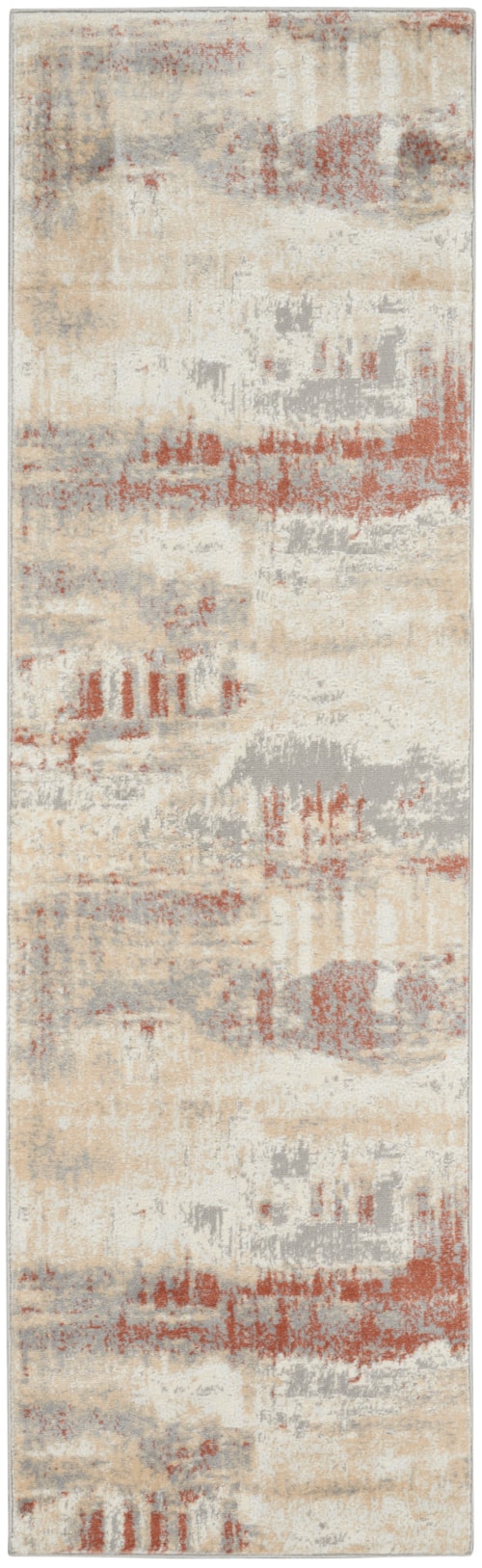 2'3" x 7'3 Grey/Rust Runner Rug