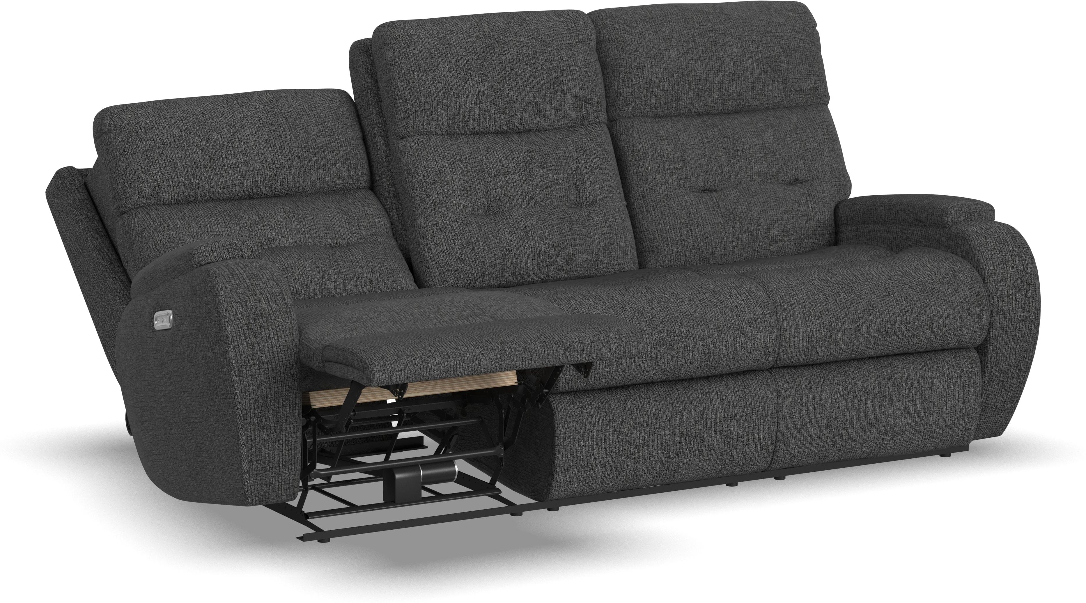 Flexsteel Strait 290662H 19702 Transitional Power Reclining Sofa w/Power Headrest Wayside