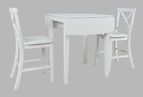Coastal 3-Piece Counter Dining Set with Drop Leaves
