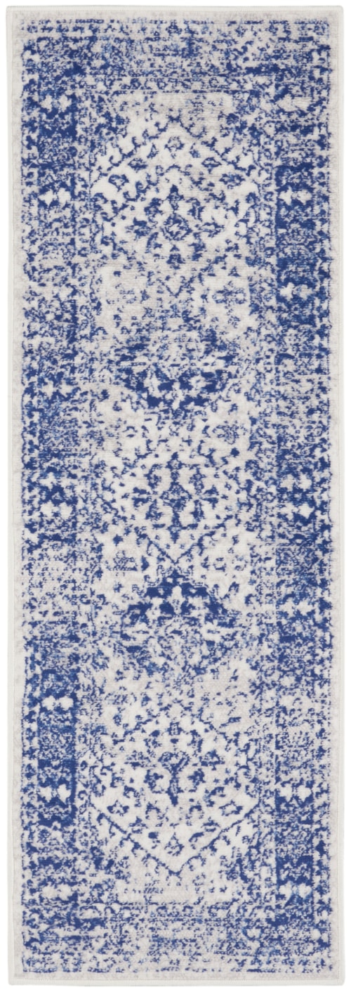 2' x 6' Ivory Navy Runner Rug