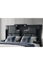 Global Furniture Oscar Black Contemporary Upholstered King Bed with Reading Lights