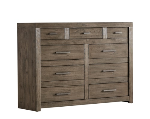 Contemporary 9-Drawer Chesser with Drop Front Media Drawer