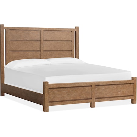 Rustic California King Panel Bed with Low-Profile Footboard