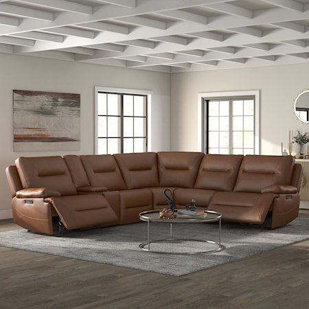 6-Piece Leather Power Reclining Sectional