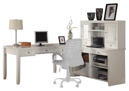 Cottage L-Shaped Desk with Credenza and Hutch
