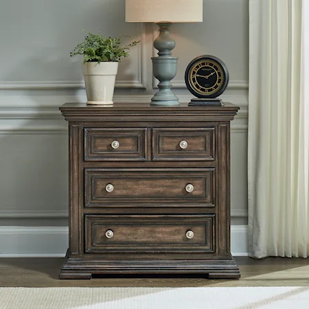 Relaxed Vintage 3-Drawer Nightstand with Charging Port