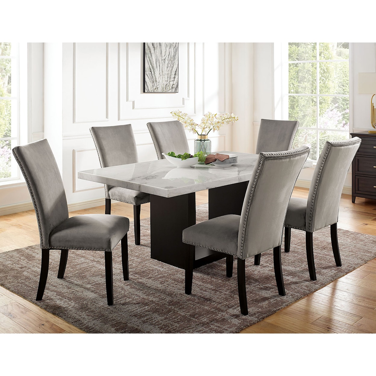Furniture of America Kian 7-Piece Dining Table Set
