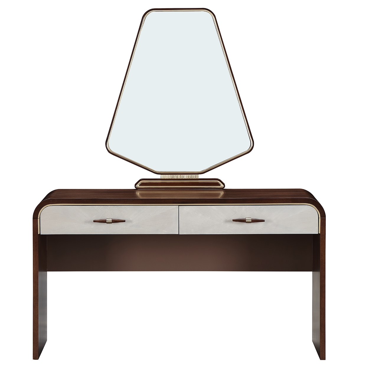 2-pc. Vanity Desk Set w/Gold-Accented Mirror