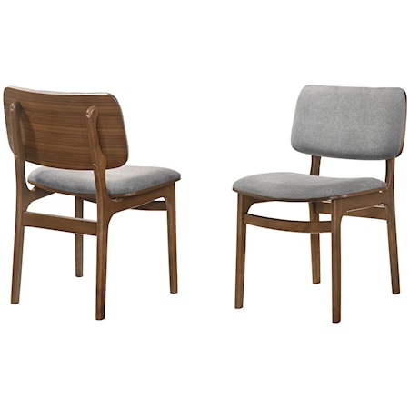Wood Dining Accent Chairs in Walnut Set