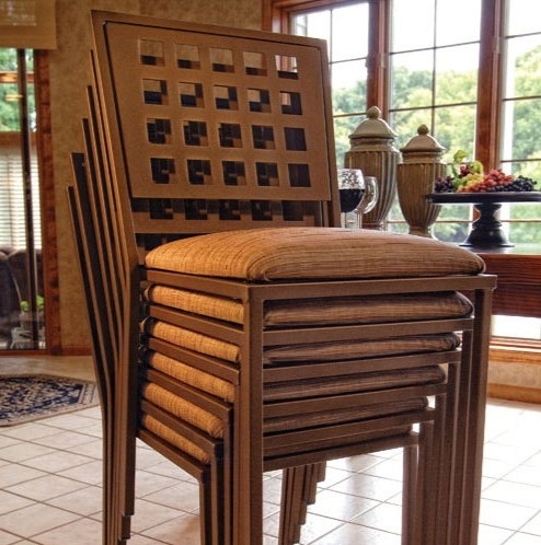 Stacking Metal Dining Side Chair w/Seat Pad