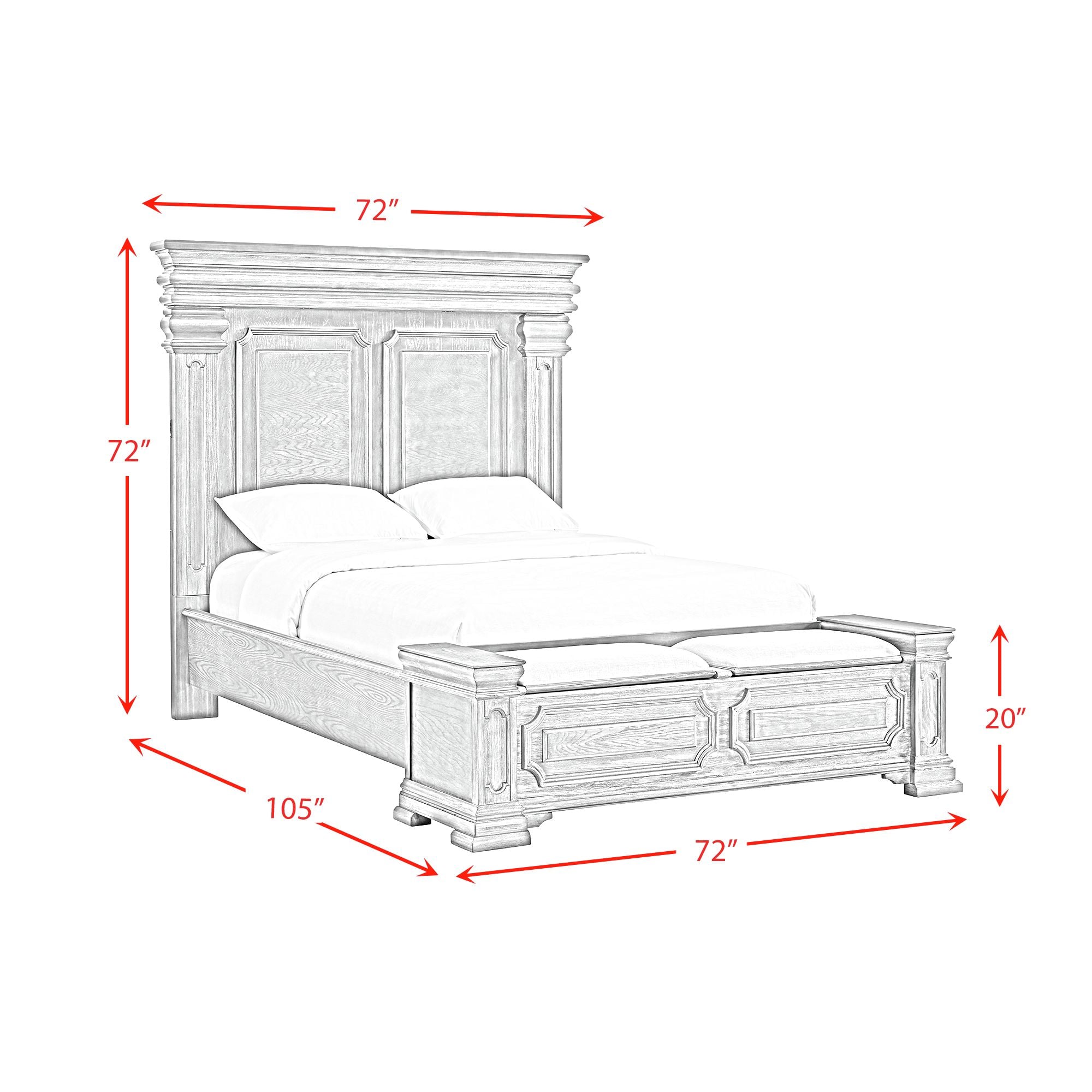 Elements International Kings Court Queen Storage Bed