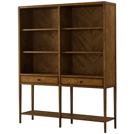 Transitional Open Bookcase with Two Drawers