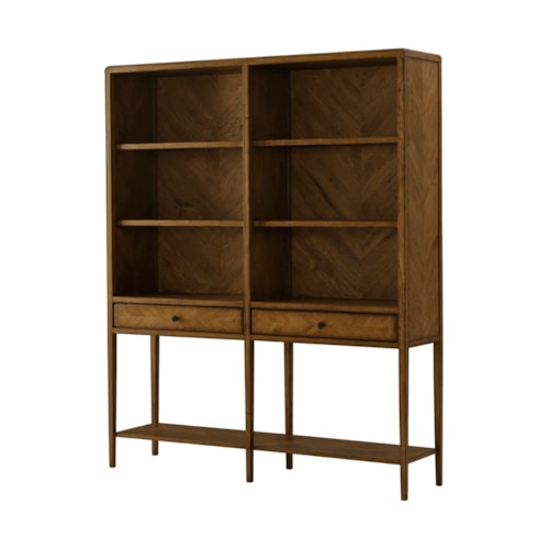 Transitional Open Bookcase with Two Drawers