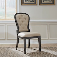 Transitional Upholstered Side Chair with Tufted Back