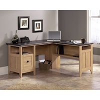 Transitional L-Shaped Desk with 1-File Drawer & Open Storage Shelves