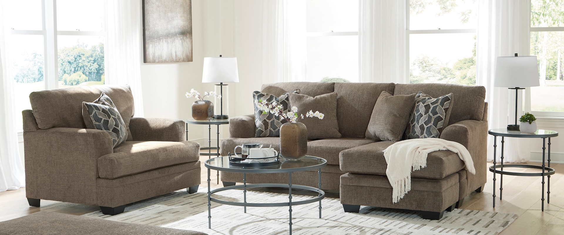 Sofa Chaise, Oversized Chair And Ottoman