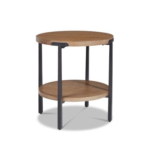 Contemporary Round End Table with Steel Frame