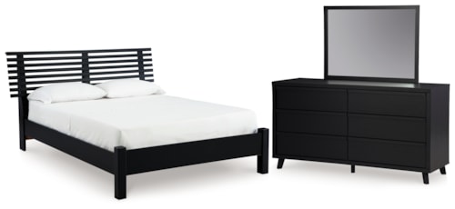 Queen Slat Panel Bed, Dresser And Mirror