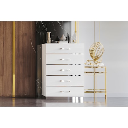 Glam 5-Drawer Chest with English Dovetail Construction