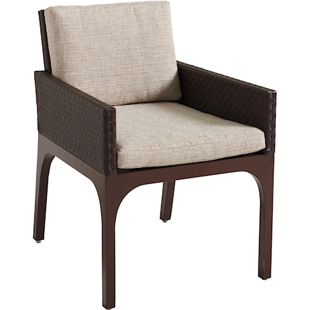 Outdoor Wicker Dining Arm Chair with Cushions