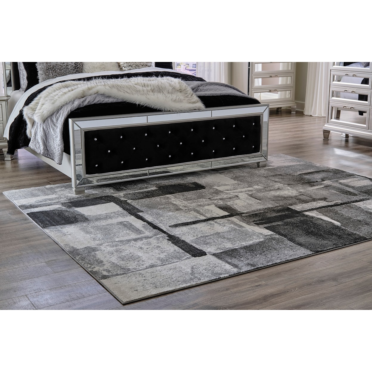 Ashley Furniture Signature Design Contemporary Area Rugs Brycebourne Black/Cream/Gray Medium Rug