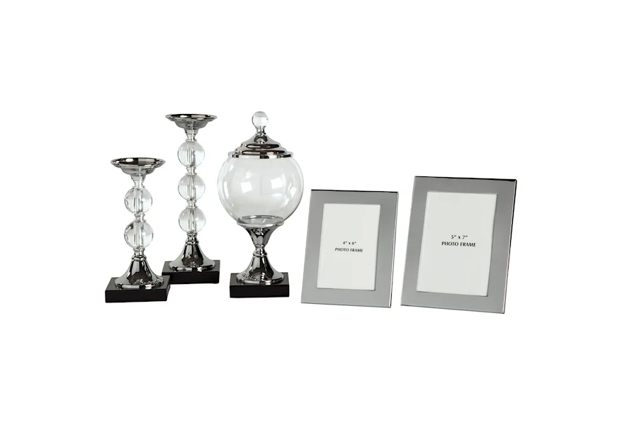 Accents 5-Piece Diella Silver Finish Accessory Set at Furniture and More