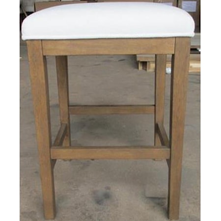 Wood Stool with Upholstered Seat