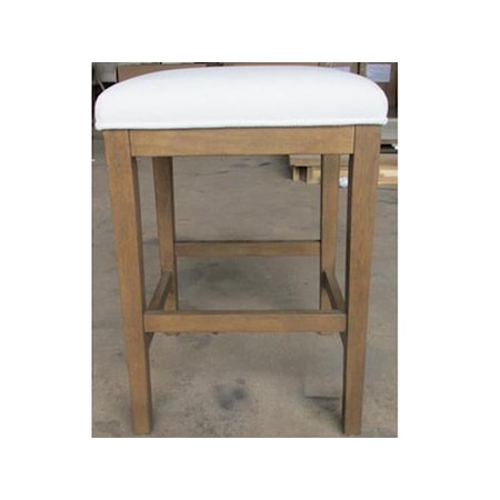 Wood Stool with Upholstered Seat