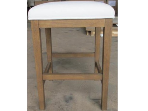 Transitional Wood Stool with Upholstered Seat